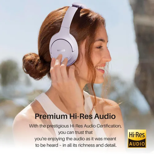 Vista 2 de TOZO HT2 - Auriculares híbridos con cancelación activa de ruido, auriculares Bluetooth inalámbricos sobre la oreja, auriculares inalámbricos E2