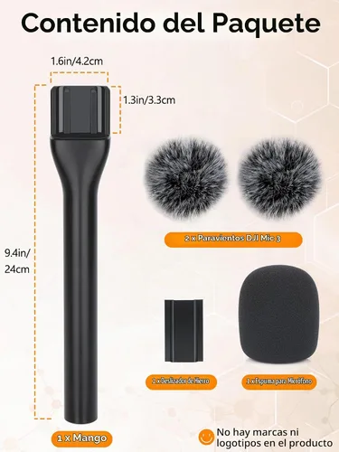Vista 6 de YOUSHARES Soporte de micrófono de entrevista de mano compatible con DJI Mic 3, riel deslizante magnético de hierro, micrófonos inalámbricos Negro