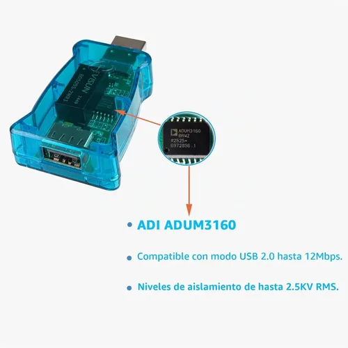 Vista 5 de DSD TECH Aislador USB SH-G01A con chip ADUM3160 12M