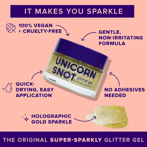 Vista 2 de UNICORN SNOT Gel holográfico con purpurina para la cara y el cuerpo Maquillaje de purpurina para las fiestas: Regalos para calcetines y Navidad