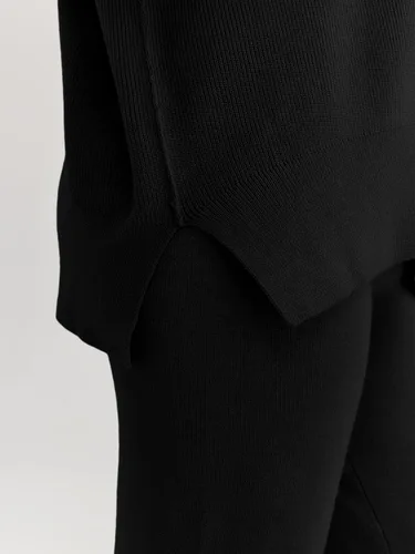 Vista 4 de LILLUSORY Conjunto de 2 piezas para mujer, sudadera de punto de gran tamaño, pantalones de pierna ancha, conjunto de descanso
