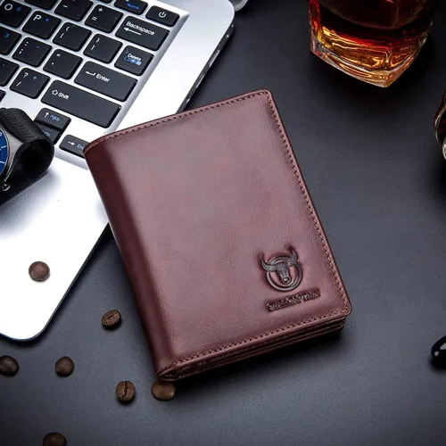 Vista 2 de BULLCAPTAIN Cartera plegable de cuero genuino de gran capacidadtitular de la tarjeta de crédito para los hombres con 15 ranuras para tarjetas QB-027