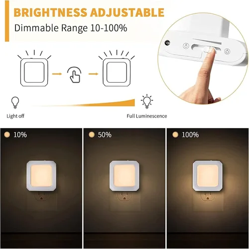 Vista 3 de Luces nocturnas LED enchufables a la pared, 2 luces LED de noche enchufables con sensor automático de atardecer a amanecer, luces nocturnas blancas