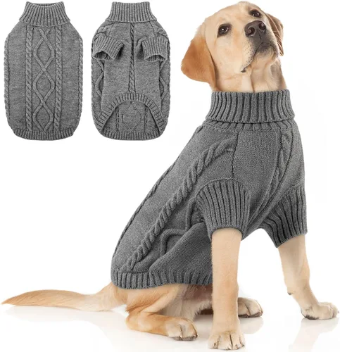 Vista 18 de Queenmore - Suéter de punto trenzado con cuello alto para perros pequeños, para climas fríos, para chihuahua, bulldog, teckel, carlino y yorkie, XS