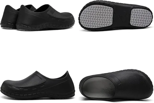 Vista 5 de Haifago Zapatos de chef antideslizantes para hombre, zuecos de trabajo de cocina resistentes al aceite, zapatos de servicio de alimentos