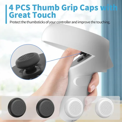 Vista 6 de Battery Covers for Oculus Quest 2 Controller, TanReginal Ergonomic Design Covers for Meta Quest 2 Controller, Replacement Parts with Anti-slip