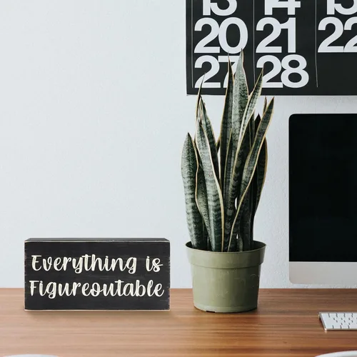 Vista 4 de Esur Letreros de caja negra inspiradores positivos para escritorio de oficina en casa, todo es figurable+un pensamiento positivo