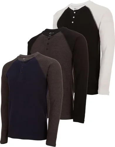 Vista 35 de DARESAY Paquete de 3: camiseta térmica de manga larga para hombre, camisetas de manga larga Henley & Crew para hombre, camisetas de manga larga