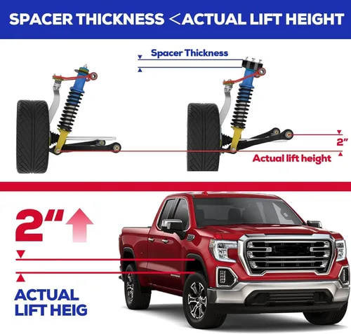 Vista 4 de KSP 2" Kits de elevación de nivelación Silverado, espaciadores de elevación de suspensión delantera de 2 pulgadas compatibles con Chevy Silverado