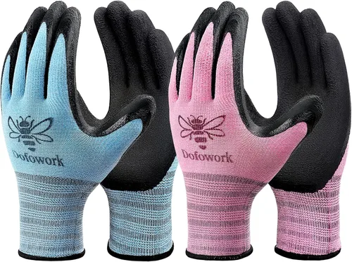 Vista 9 de DOFOWORK Gardening Gloves - 6 Pair Gardening Gloves for Women/Men, Breathable Natural Latex Garden Gloves with Grip