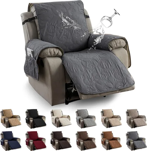 Vista 16 de Funda reclinable 100% impermeable para sofá biplaza, 4 piezas divididas para sofá reclinable de 2 asientos, funda de sofá reclinable antideslizante
