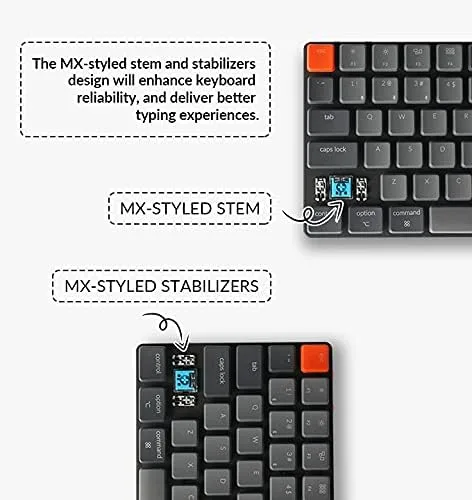 Vista 7 de Keychron Teclado mecánico inalámbrico Bluetooth K3 versión 2 84 teclas 75 diseño blanco LED retroiluminado teclado con cable para Mac Windows