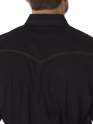Vista 4 de Wrangler Camiseta de manga larga con dos bolsillos retro para hombre descontinuada Negro