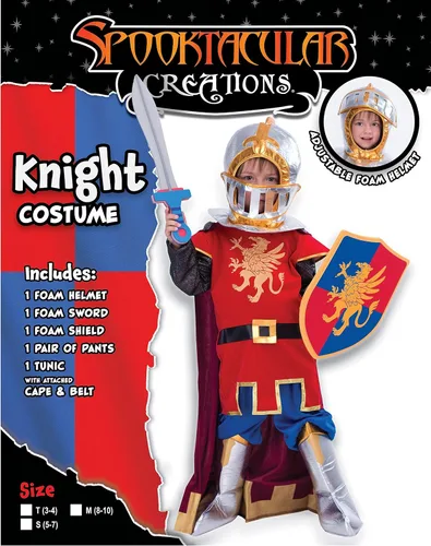Vista 2 de Spooktacular Creations Disfraz de caballero medieval de lujo para niños, disfraz de fiesta de Halloween