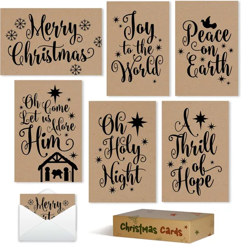 Vista 10 de Hadley Designs Tarjetas de Navidad Cristianas Con Sobres Religiosos - 24 Tarjetas de Navidad Religiosas en Blanco de la Natividad con Jesús