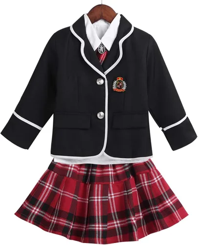 Vista 3 de Nikiikoo Uniformes japoneses de estilo británico para niños, uniforme de escuela secundaria, disfraz de anime para cosplay