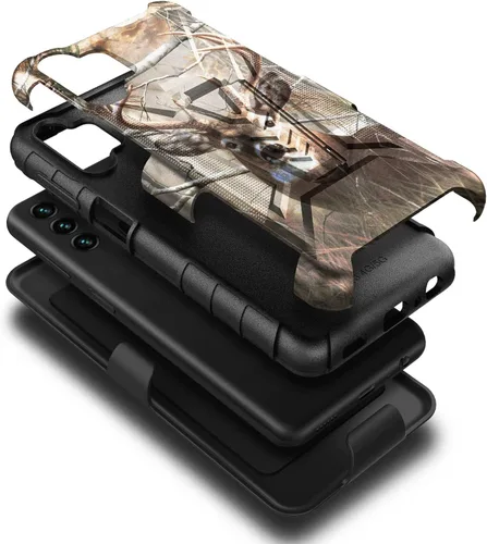 Vista 2 de NZND Funda diseñada para Samsung Galaxy A14, A14 4G/5G con protector de pantalla de vidrio templado, funda de clip para cinturón con soporte
