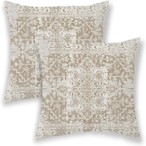Vista 32 de BETGINY Fundas de almohada boho de 16x16 pulgadas, diseño étnico marrón beige, fundas de almohada decorativas para exteriores para sofá