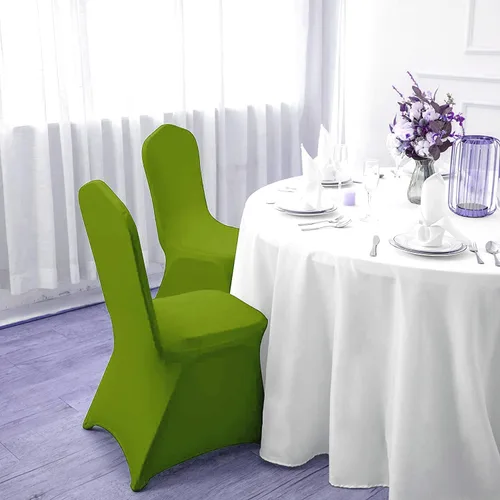 Vista 4 de MDS - Juego de 10 fundas elásticas de elastano blanco para sillas de comedor, bodas, fiestas, comedor, banquetes, sala de estar, universales