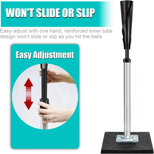 Vista 3 de Zdgao Batting Tee for Baseball/Softball, Adjustable Height 25" to 37" Baseball Tee with Removable Rubber Top and Premium Base for All Ages