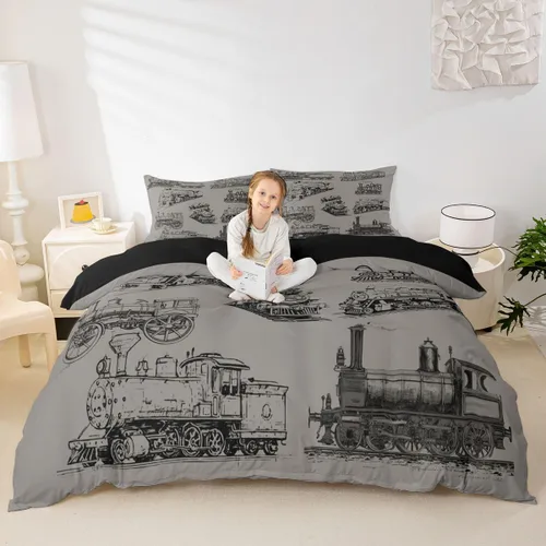 Vista 33 de Feelyou Race Car Duvet Cover Twin Size Boys Girls Speed Sports Car Bedding Set Breathable Soft Racing Comforter Cover 2Pcs Black White Checked Azure