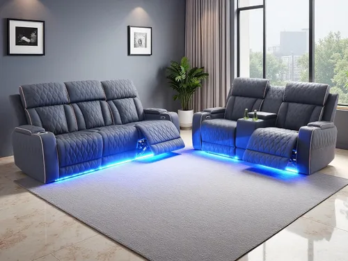 Vista 13 de Juego de sofás reclinables eléctricos, juegos de muebles de sala de estar, sofá reclinable eléctrico moderno negro, sofá biplaza y silla
