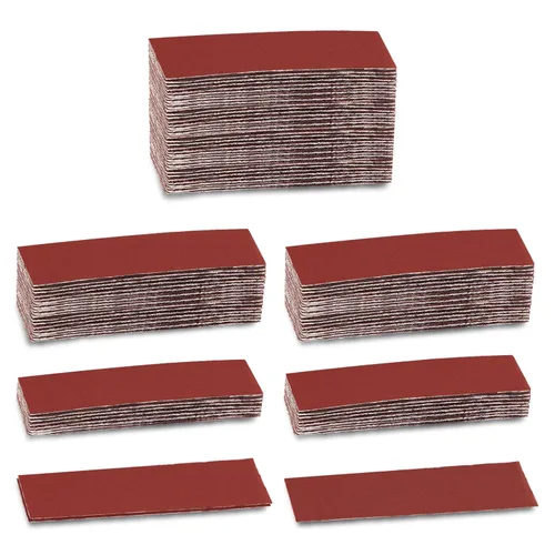 Vista 7 de Kit de 100 piezas de papel de lija de microdetalles de 3.5 x 1.2 pulgadas, tiras de papel de lija de gancho y bucle, grano 80, micro acabado