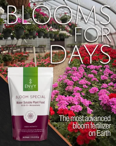 Vista 5 de ENVY Bloom Special Professional Grade (10-50-10) Alimento vegetal soluble en agua, promueve flores más grandes y hermosas (1.5 libras)