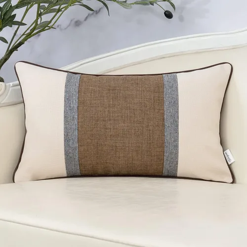 Vista 17 de Yangest - Funda de cojín de patchwork de lujo de 18x18 pulgadas, funda de almohada cuadrada de algodón y lino para sofá, dormitorio y sala de estar