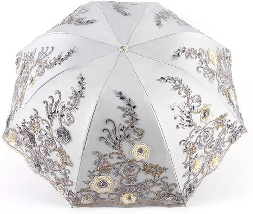 Vista 143 de Honeystore Sombrilla bordada con flor 3D plegable UV con encaje clásico