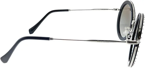 Vista 3 de Miu Miu MU 59US 1525O0 - Lentes de sol redondos de metal blanco y negro