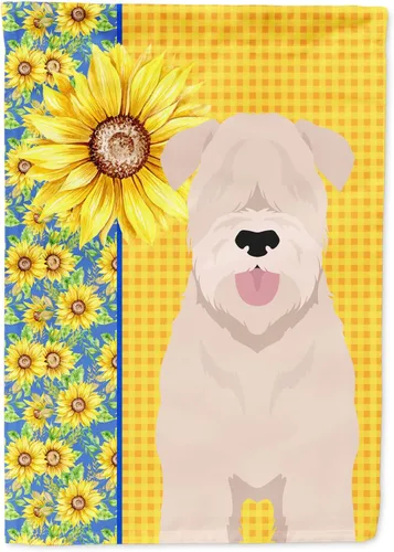 Vista 244 de Caroline's Treasures WDK5313GF Bandera de jardín con diseño de girasoles de verano, color negro y tostado, Airedale Terrier para buzón, bandera