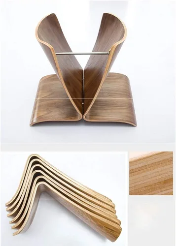 Vista 4 de Silla pequeña moderna Simplicidad Cambio de zapatos Banco de Arco Diseño de Madera Sólida Taburete Dormitorio Sala de estar Peso 264.6 lbs Nuez