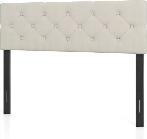 Vista 27 de GIANTEX - Cabecera con estación de carga, tamaño Queen/Matrimonial, tapizada con botones y 2 salidas de CA, puerto USB y tipo C, patas de madera