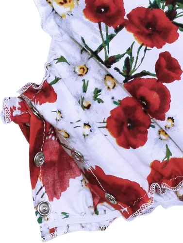 Vista 5 de Mameluco de verano con diseño floral y volantes para niña bebé, con diadema