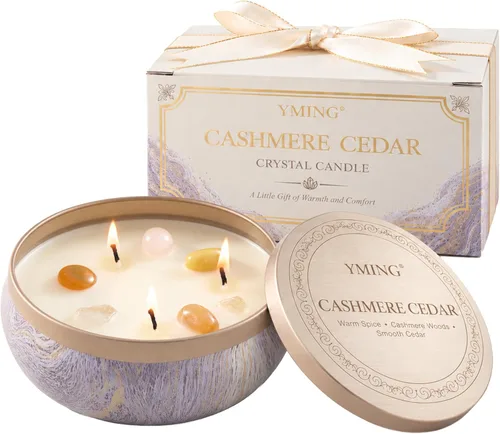 Vista 10 de Vanilla & Amber 3-Wick Crystal Candle, 14 oz, Gift Box Gold-Vanilla & Amber