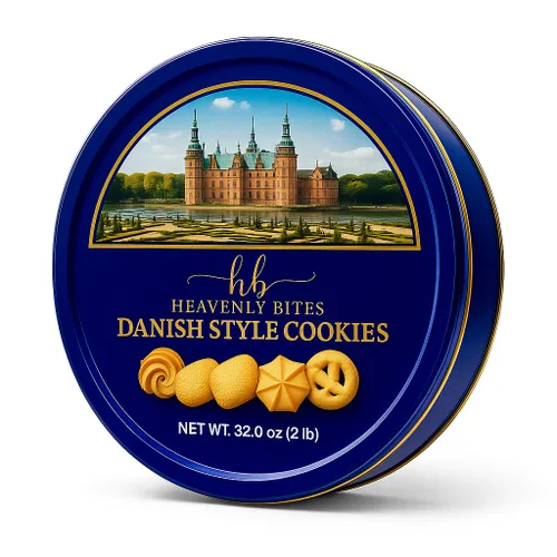 Vista 8 de Heavenly Bites Galletas de mantequilla estilo danés en lata de metal, 12 onzas