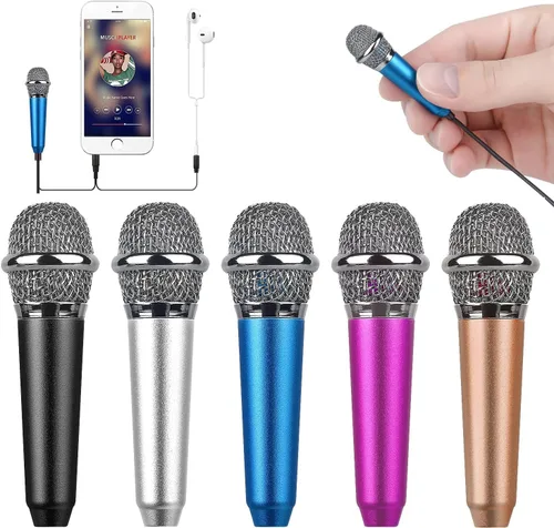 Vista 12 de Mini micrófono vocal/instrumento portátil para grabación de video de voz, canto, vlogging, podcasting, micrófono pequeño para iPhone, teléfono Negro