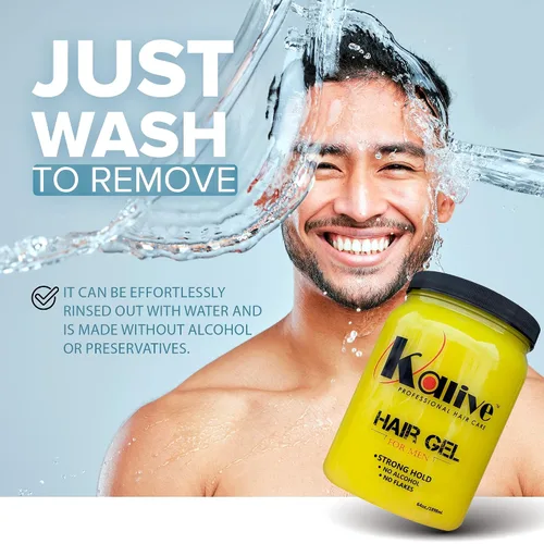 Vista 5 de KALIVE Gel de peinado para hombre de 64 onzas, fijación fuerte y brillo ligero todo el día, producto de cabello para hombre, aroma fresco, sin