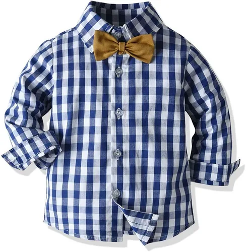Vista 2 de Moyikiss Studio Conjunto de traje con tirantes y corbatín, para niño y bebé