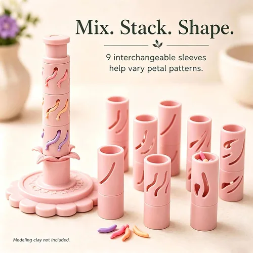 Vista 6 de Modular Clay Bloom Maker, Reusable Press Mold for Polymer and Clay Pink