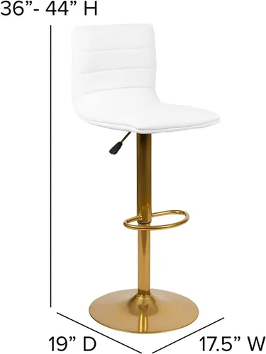Vista 3 de Flash Furniture Vincent - Taburetes de bar modernos de vinilo ajustables en altura, elegantes taburetes giratorios de altura de barra