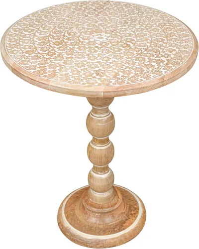 Vista 29 de Mesa auxiliar de madera rústica de 12 x 22 pulgadas, mesa auxiliar tallada a mano, mesa de noche con acabado quemado para dormitorio, mesa
