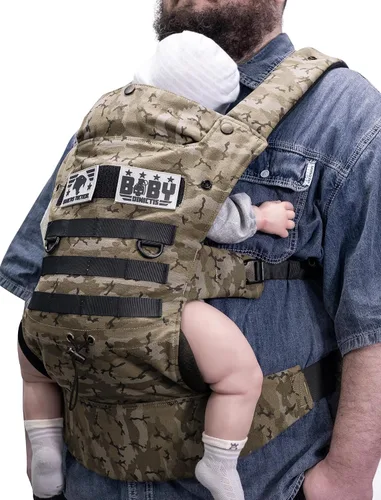 Vista 9 de Portabebés ergonómico con soporte lumbar para bebés y niños pequeños (8-33 libras), acogedor y ligero portabebés militar para padres grandes y Negro