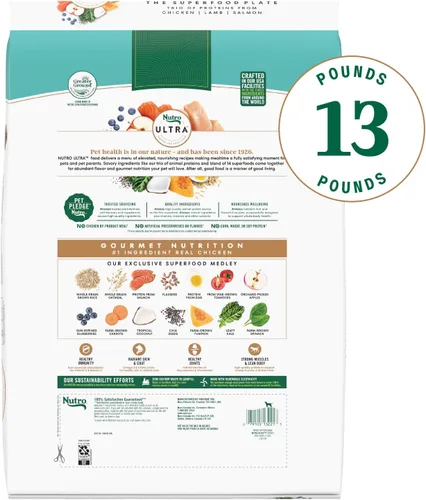 Vista 2 de Nutro Ultra High Protein - Alimento seco para perros mayores, pollo, cordero y salmón, 13 libras