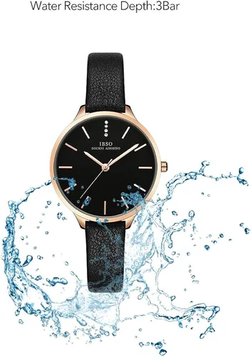 Vista 5 de Relojes para mujer, correa de malla de cuero, caja redonda, analógica, a la moda, relojes de pulsera para mujer