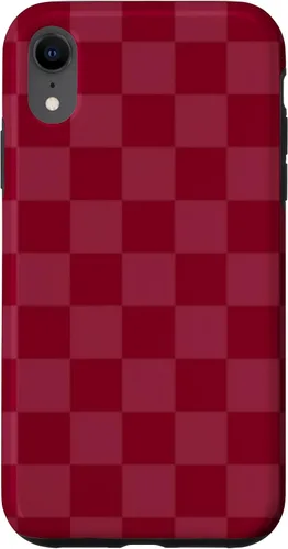 Vista 25 de Funda de diseño simple con diseño a cuadros rojo burdeos para iPhone 16