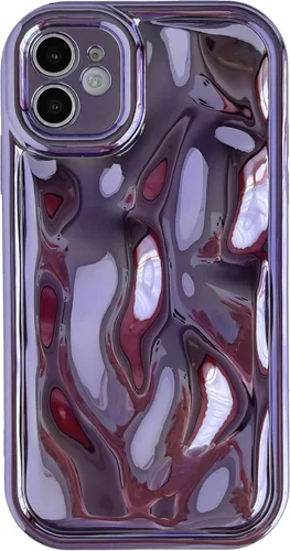 Vista 8 de Caseative Funda para iPhone 11, color negro Galjanoplastia de cromo suave de la burbuja del meteorito de la onda de la ondulación