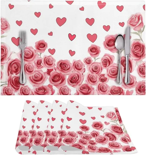 Vista 44 de BIGCARJOB Mantel individual de diseño personalizado, 4 piezas, tapete de mesa resistente al corazón, 12 x 18 pulgadas 1-diseño personalizado