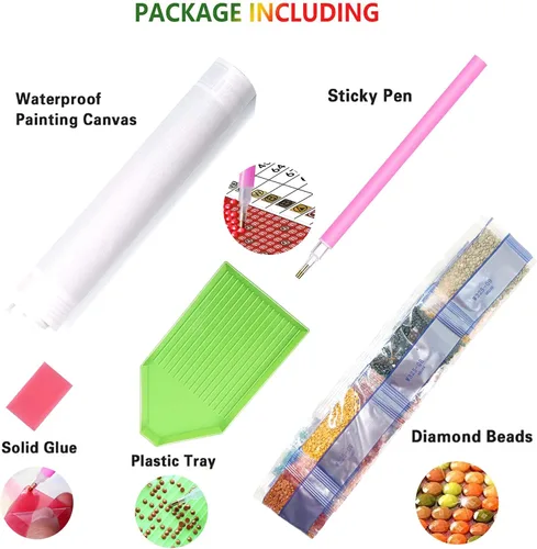 Vista 6 de Diymood Kits de pintura de diamantes 5D para adultos loro – Kits de arte de diamantes para adultos flor Taladro completo redondo Imagen